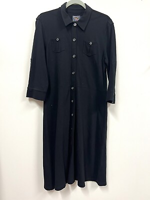 #ad American Living Size Large Black A Line Shirt Dress Shirt Long Sleeve Pique Polo