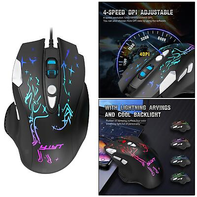 #ad RGB LED Wired Gaming Mouse 8 Button Mice with Side Buttons