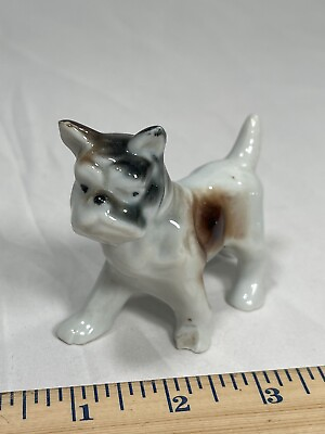 #ad Vintage Bull Dog Figurine RARE Japan Pit Bull? Porcelain Glazed 1950s 1960s