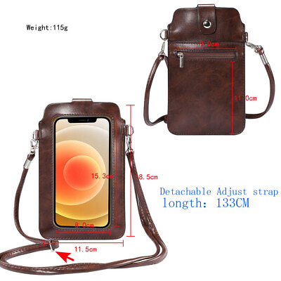 #ad Touch Screen Multi Layer Crossbody Cell Phone PU Leather Shoulder Bag for Women