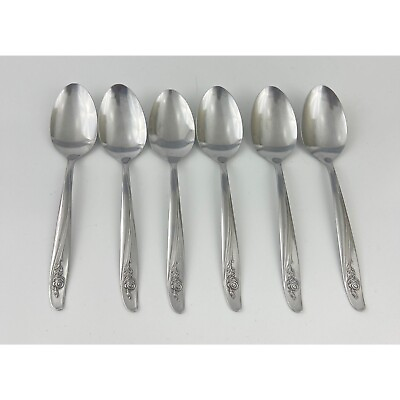 #ad Oneida Custom Stainless Roseanne 6 Oval Place Soup Spoons 7 1 4quot;