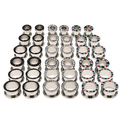 #ad 6pcs Tunnel Stainless Rhinestone Ear Stretcher Ander Plug