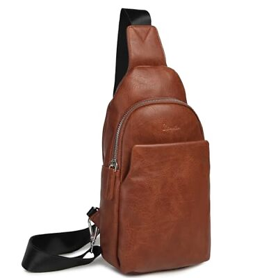 #ad Small Sling Bag Crossbody Backpack Shoulder Bag for Men PU Leather Sling Back...