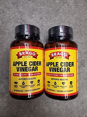 #ad 2 Bragg Apple Cider Vinegar ACV Vitamin D3 amp; Zinc 750Mg Acetic Acid 90 Capsule