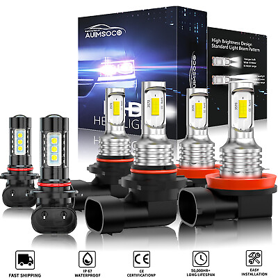 #ad For Ford Escape 2013 2014 2015 2016 6X LED Headlight Hiamp;Low amp;Fog Light Kit 6000K