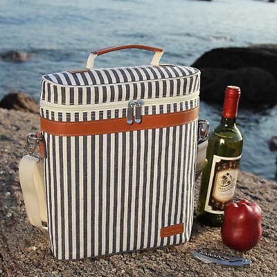 #ad Wine Cooler Bag Collapsible Wine Cooler Insulated Wine Carrier Tote Bag Travel