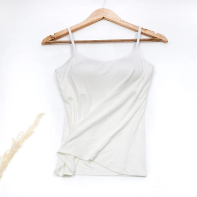 #ad Women Vest Underwear Summer Soft Tank Top Built in Bra Spaghetti Strap Casual So