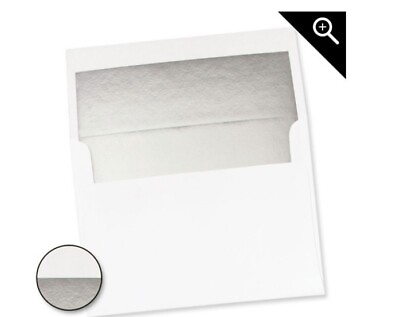 #ad WHITE Silver A2 Foil Lined Invitation Envelopes Deckled Edges 28 pk 4.75x6.20