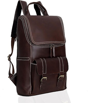 #ad Handmade Full Grain Leather Backpack for Men 17 Inch Laptop Bag Travel Backpack