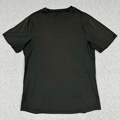 #ad Lululemon Shirt Adult Medium Black Short Sleeve Reflective Line Active Gym Men#x27;s