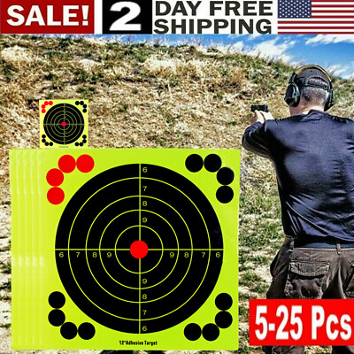 #ad 12quot; Shooting Targets Adhesive Splatter Paper Glow Gun Shots Rifle Exercises USA