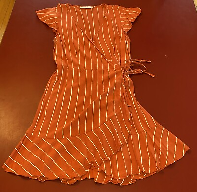 #ad Abercrombie amp; Fitch Orange Striped Mini Dress Size Medium M