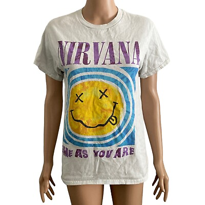 #ad Nirvana Tshirt Mens Small Come as You Are White Stretch