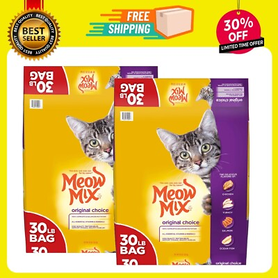 #ad 2 Pack Meow Mix Original Choice Dry Cat Food 30 Pounds