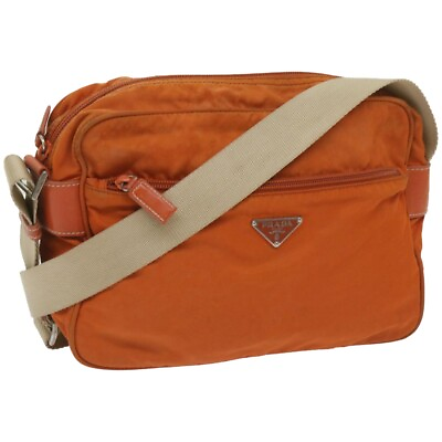 #ad PRADA Shoulder Bag Nylon Orange Auth fm3214