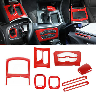 #ad 8x Red Full Set Interior Decor Cover Trim Kit For Dodge Charger 2015Accessories