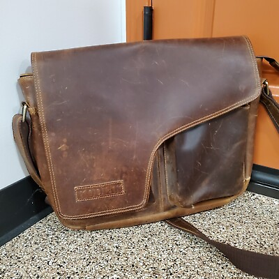#ad #ad Kodiak Buffalo Men#x27;s Pilot Leather Messenger Laptop Bag with magnetic closure .