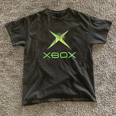 #ad Original Xbox logo green black tee Vintage Gaming Shirt Y2k
