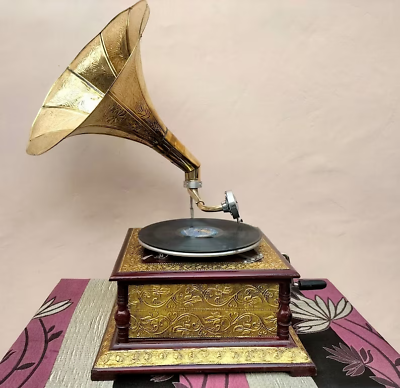 #ad Vintage Revival: Designer Wind Up Gramophone An Elegant Phonograph for Home