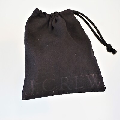 #ad J Crew Drawstring Pouch Jewelry Dust Bag Black Sueded Fabric 4.75 x 4 in