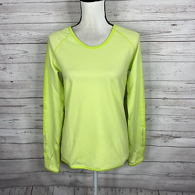 #ad Title Nine Womens Switzer Long Sleeve Top Size Small Lime Green Micro Striped