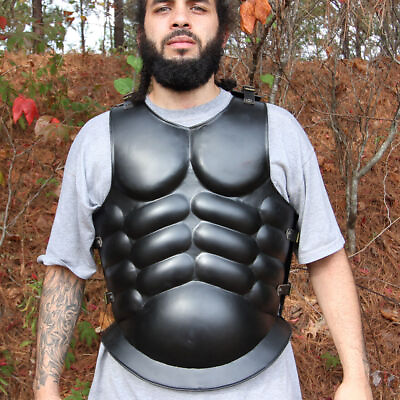 #ad Medieval Roman Greek Muscle Armor Cuirass LARP Halloween Costume Black