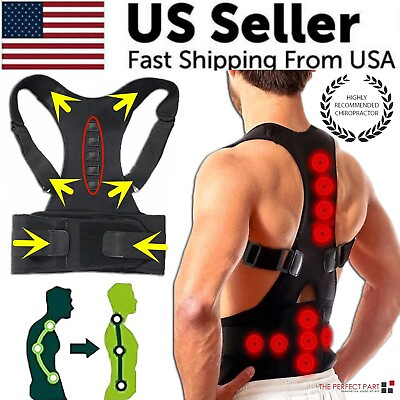 #ad Posture Corrector Support Magnetic Back Shoulder Brace Belt Band For Men Women