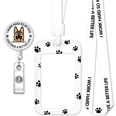 #ad I Work Hard So My Dog Can Have A Better Life ID Card Set German Shepherd Ret...