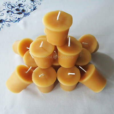 #ad 🐝 100% Beeswax Votives Candles USA Emergency Honey Scent Long Burning BULK 🐝