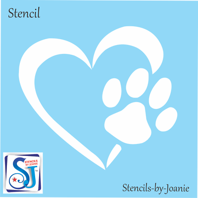 #ad Joanie Pet Stencil 8quot; Heart Paw Print Dog Track Love Animals Kennel Home DIY
