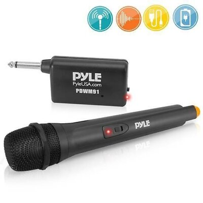 #ad PYLE PRO PDWM91 Professional VHF Handheld Microphone system w Adapter Receiver