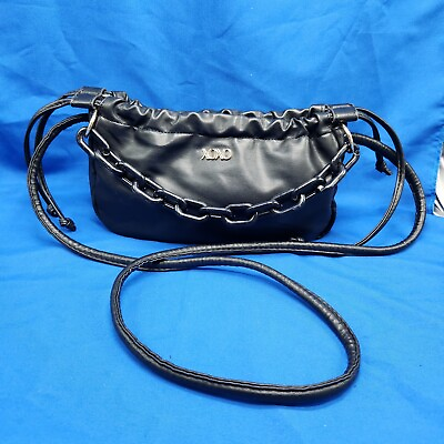 #ad XOXO Solid Black Fashion Cross Body Shoulder Bag Plastic Chain Carry Handle