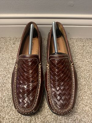 #ad JOHNSTON amp; MURPHY Mens Woven Flex Leather LOAFERS Tidwell Jamp;M Oxford Shoes 9 M