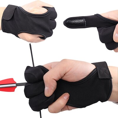 #ad Guard Shooting Hand Guard Protector Recurve Bow 3 Fingers Protective Gloves