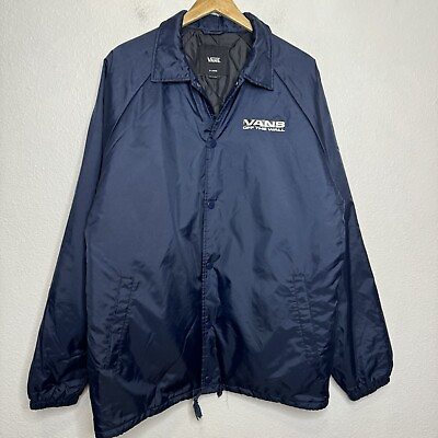 #ad Vans Torrey Snap Front Windbreaker Jacket Mens XL Coat 721257 Navy Blue Skater