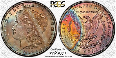 #ad 1889 P Morgan Dollar PCGS Dual Side Rainbow Toned w Vid “This Coin Is Stunning”