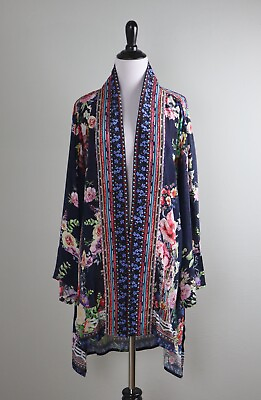 #ad SHANA $98 Gorgeous Floral Open Front Kimono Jacket Top Size Small Medium