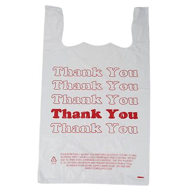 #ad Large Plastic Thank You Bags T Shirt Bags 18quot; x 8quot; x 30quot; Case of 500