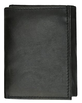 #ad New Mens Trifold Genuine Leather Black Wallet Credit Card Case Window ID Holder