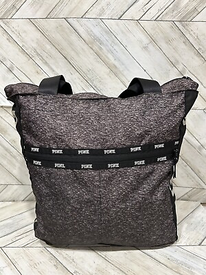 #ad Victoria Secret PINK Logo Black Tote Bag Lightweight Multi Pockets 12 X 12