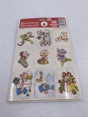 #ad Vtg Strawberry Shortcake 36 Self Stick Seals Stickers Christmas 80’s Plus Mark
