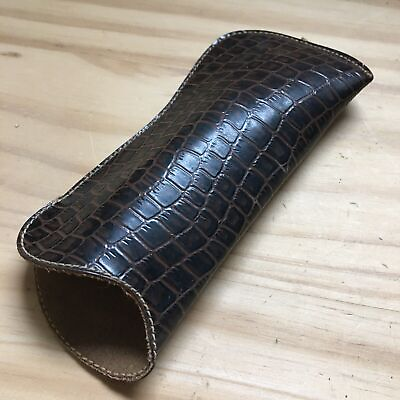 #ad Essential glasses leather Pouch case Genuine alligator Tan Brown 5.75quot;L x2.5quot;W