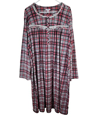 #ad Secret Treasures Fleece Nightgown Womens 3X Plaid Comfort Cozy Soft Plus Size