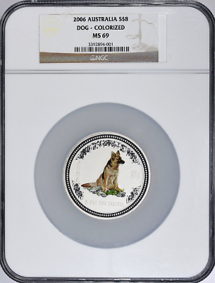 #ad RARE 2006 YEAR of the DOG NGC MS69 5OZ 999 SILVER COLORIZED $548.88