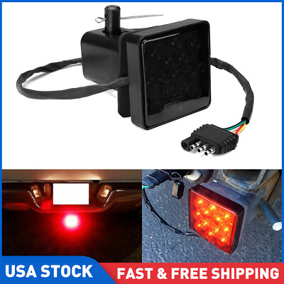 #ad Smoked Lens 15 LED Brake Light Trailer Hitch Cover Fit Towing amp; Hauling 2quot; Size