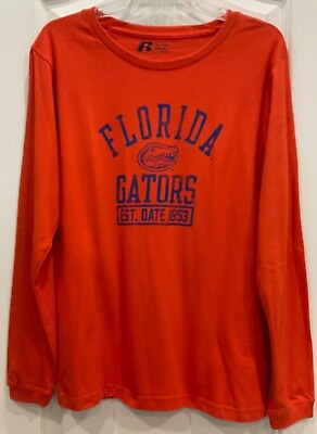 #ad Russell Unisex Florida Gators T Shirt Youth Size 14 16 Orange Long Sleeve 162