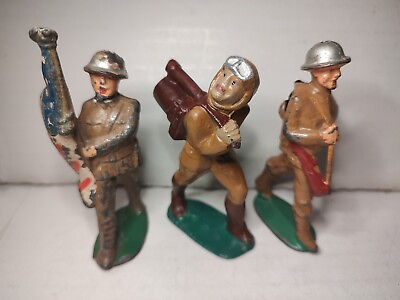 #ad 3 Manoil Toy Soldier Lot As is