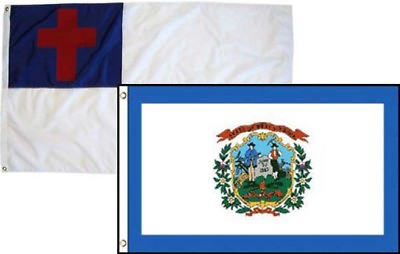 #ad 2x3 Christian Christ amp; State West Virginia 2 Pack Flag Wholesale Combo 2#x27;x3#x27;