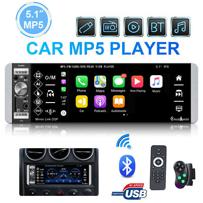 #ad Single 1 Din Apple Android Carplay Car Stereo Radio Bluetooth Touch Screen 5.1quot;