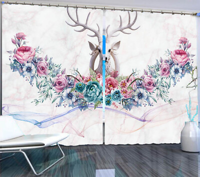 #ad Deer Nice Blindfold 3D Curtain Blockout Photo Printing Curtains Drape Fabric